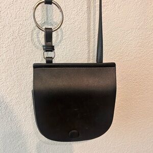 Black Faux Leather Crossbody Bag